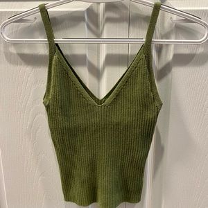 Green Cropped Tank Top